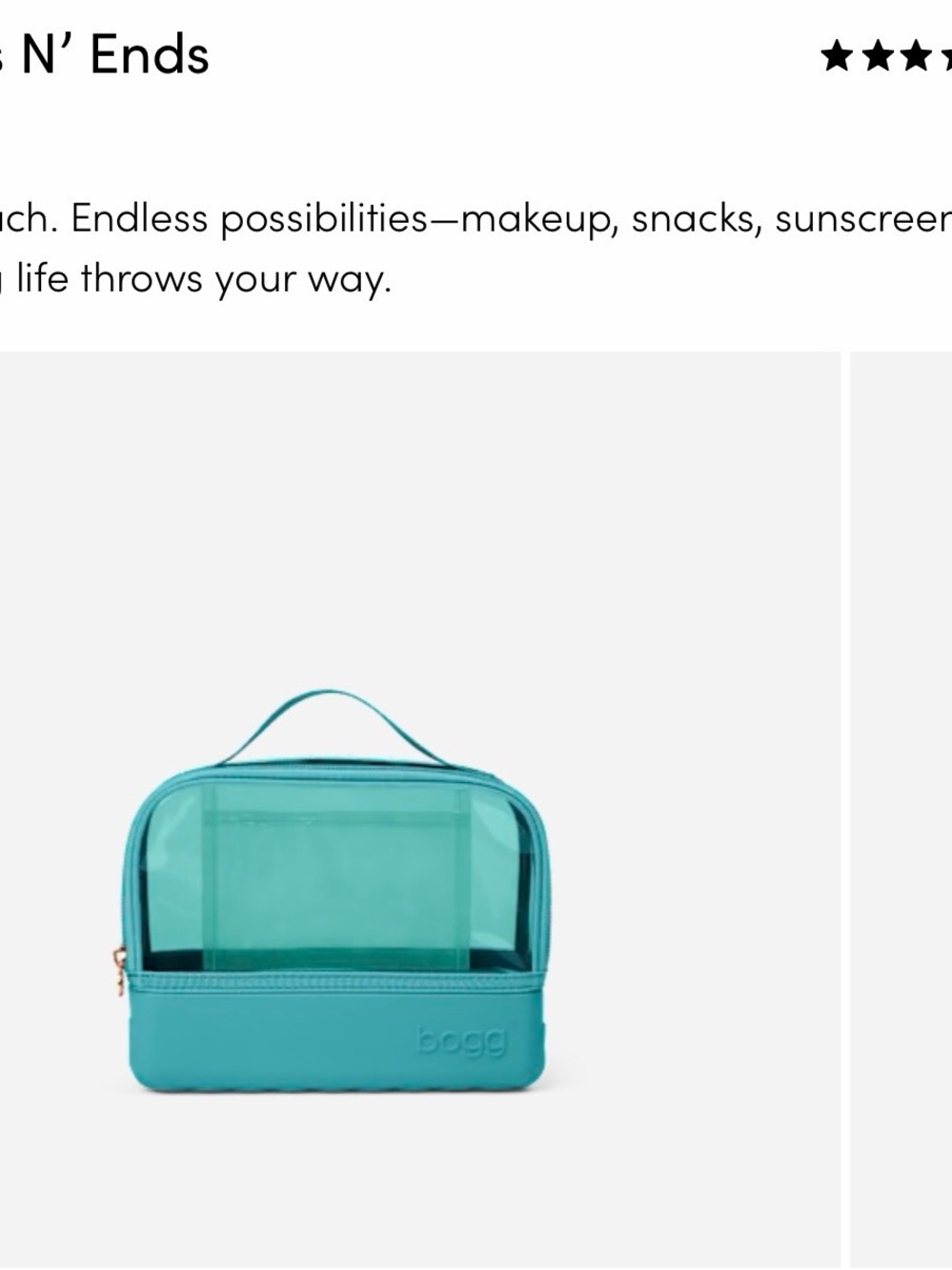NWTBOGG BAG Teal Clear Top-Handle Cosmetic Pouch